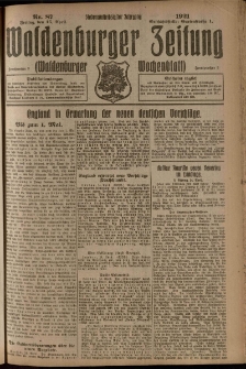 Waldenburger Zeitung, Jg. 67, 1921, nr 87