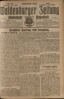 Waldenburger Zeitung, Jg. 67, 1921, nr 98