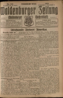 Waldenburger Zeitung, Jg. 67, 1921, nr 100