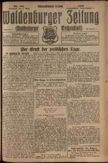 Waldenburger Zeitung, Jg. 67, 1921, nr 103