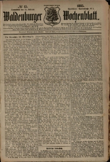 Waldenburger Wochenblatt, Jg. 31, 1885, nr 15