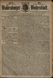 Waldenburger Wochenblatt, Jg. 31, 1885, nr 22