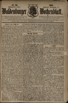 Waldenburger Wochenblatt, Jg. 31, 1885, nr 28