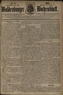 Waldenburger Wochenblatt, Jg. 31, 1885, nr 47