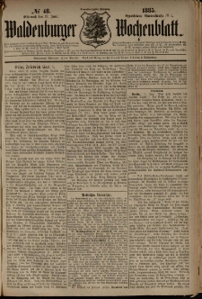 Waldenburger Wochenblatt, Jg. 31, 1885, nr 48