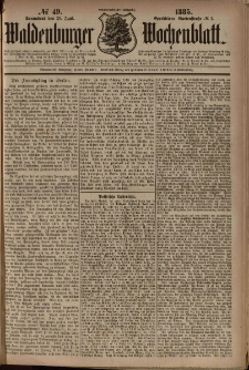 Waldenburger Wochenblatt, Jg. 31, 1885, nr 49