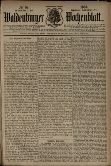 Waldenburger Wochenblatt, Jg. 31, 1885, nr 54