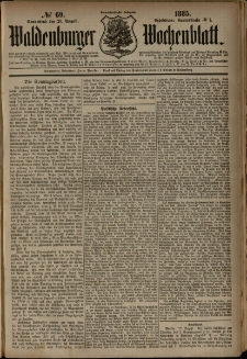 Waldenburger Wochenblatt, Jg. 31, 1885, nr 69