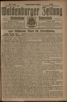 Waldenburger Zeitung, Jg. 67, 1921, nr 143