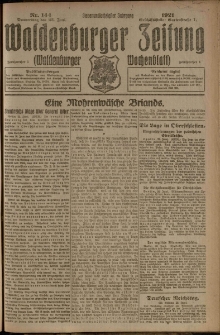 Waldenburger Zeitung, Jg. 67, 1921, nr 144