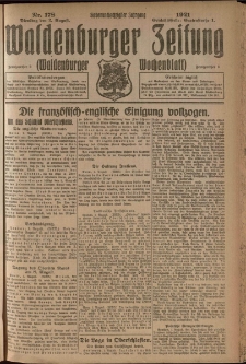 Waldenburger Zeitung, Jg. 67, 1921, nr 178