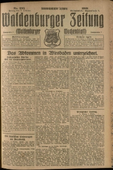 Waldenburger Zeitung, Jg. 67, 1921, nr 235