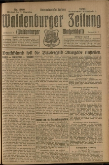 Waldenburger Zeitung, Jg. 67, 1921, nr 286