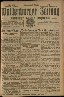 Waldenburger Zeitung, Jg. 67, 1921, nr 288