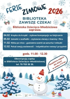Ferie zimowe 2026- plakat [Dokument życia społecznego]
