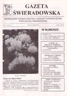 Gazeta Świeradowska : miesięcznik społeczno- kulturalny Towarzystwa Przyjaci&oacute;ł Świeradowa, 1994, nr 4-5 (6-7)