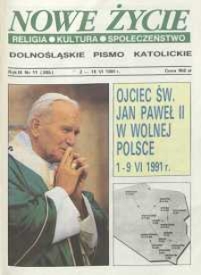 Nowe Życie: dolnośląskie pismo katolickie: religia, kultura, społeczeństwo, 1991, nr 11 (205)