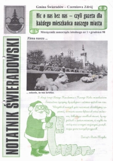 Notatnik Świeradowski : miesięcznik samorządu lokalnego, 1998, nr 1