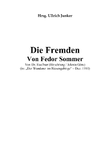 Die Fremden von Fedor Sommer [Dokument elektroniczny]
