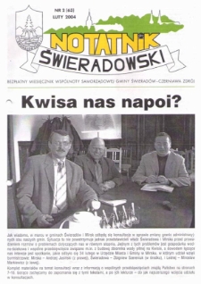 Notatnik Świeradowski : bezpłatny miesięcznik wsp&oacute;lnoty samorządowej Gminy Świerad&oacute;w-Czerniawa Zdr&oacute;j, 2004, nr 2 (63)