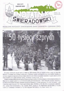 Notatnik Świeradowski : miesięcznik wsp&oacute;lnoty samorządowej Gminy Świerad&oacute;w-Czerniawa Zdr&oacute;j, 2003, nr 8 (57)