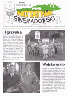 Notatnik Świeradowski : bezpłatny miesięcznik wsp&oacute;lnoty samorządowej Gminy Świerad&oacute;w-Czerniawa Zdr&oacute;j, 2004, nr 9 (70)