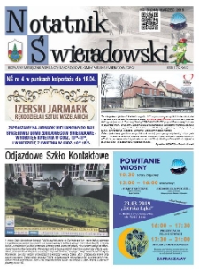 Notatnik Świeradowski : bezpłatny miesięcznik wsp&oacute;lnoty samorządowej Gminy Miejskiej Świerad&oacute;w-Zdr&oacute;j, 2019, nr 3 (244) (marzec)