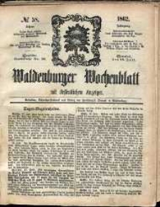Waldenburger Wochenblatt, Jg. 8, 1862, nr 58