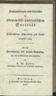 Verhandlungen und Arbeiten der vereinigten ökonomisch-patriotischen Societät der Fürstenthümer Schweidnitz und Jauer im Jahre 1823