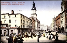 Hirschberg i. Schles. Markt mit Rathaus, Garn- und Butterlauben [Dokument ikonograficzny]