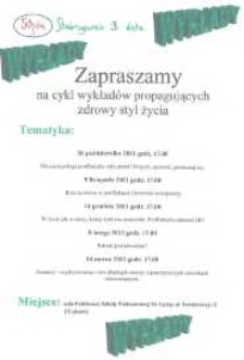 Zapraszamy na cykl wykładów propagujących zdrowy styl życia