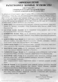 Obwieszczenie Państwowej Komisji Wyborczej z dnia 17 maja 2010 r.