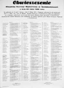 Obwieszczenie Miejskiej Komisji Wyborczej w Świebodzicach z dnia 20 maja 1988 r.